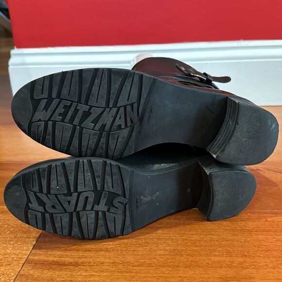 Stuart Weitzman soft Leather Round Toe Buckle Moto Boots Women's size 7.5 - Picture 7 of 13